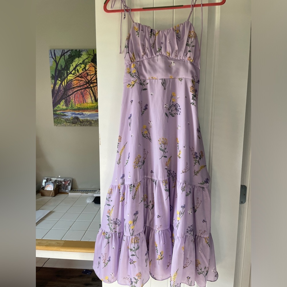 Purple Ruched Tiered Maxi Dress for Weddings by Oh Hello Clothing— Size S.